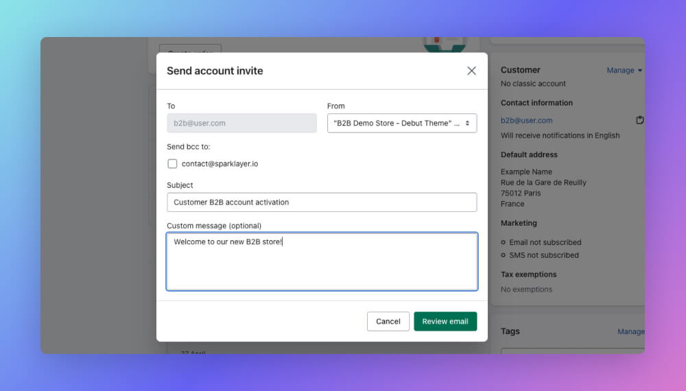 Engage wholesale buyers by inviting them via Shopify