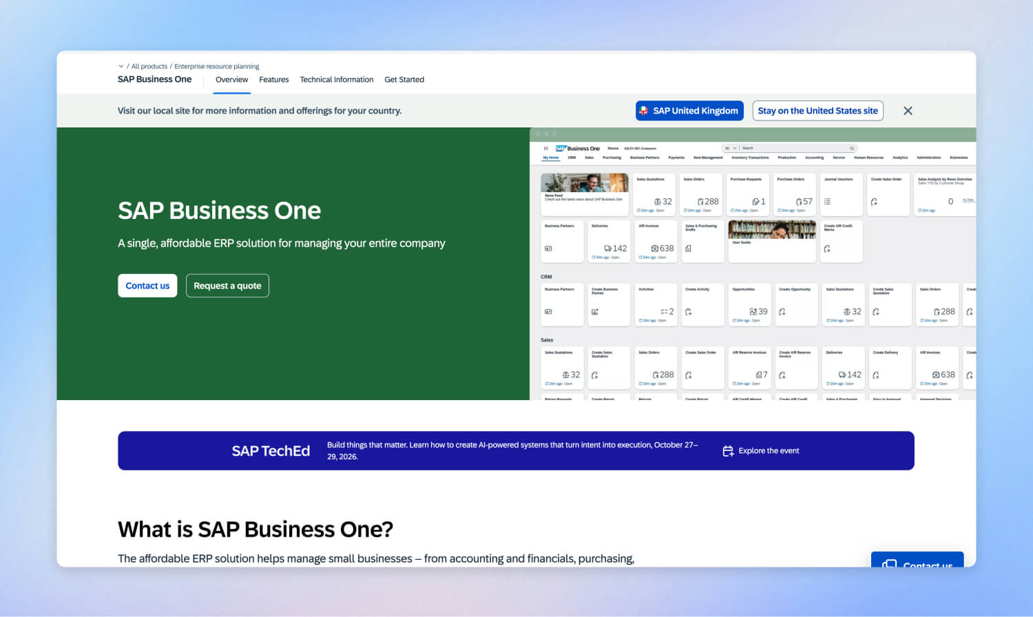 SAP Business One ERP for manufacturing and distribution